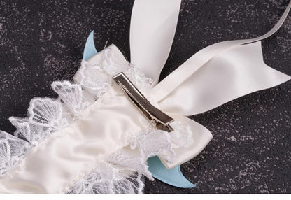 Crosses and Blue Wings White Bowknots Lace Hairband