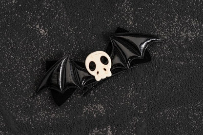 Skull Decorated Black Goth Wings Hairclips