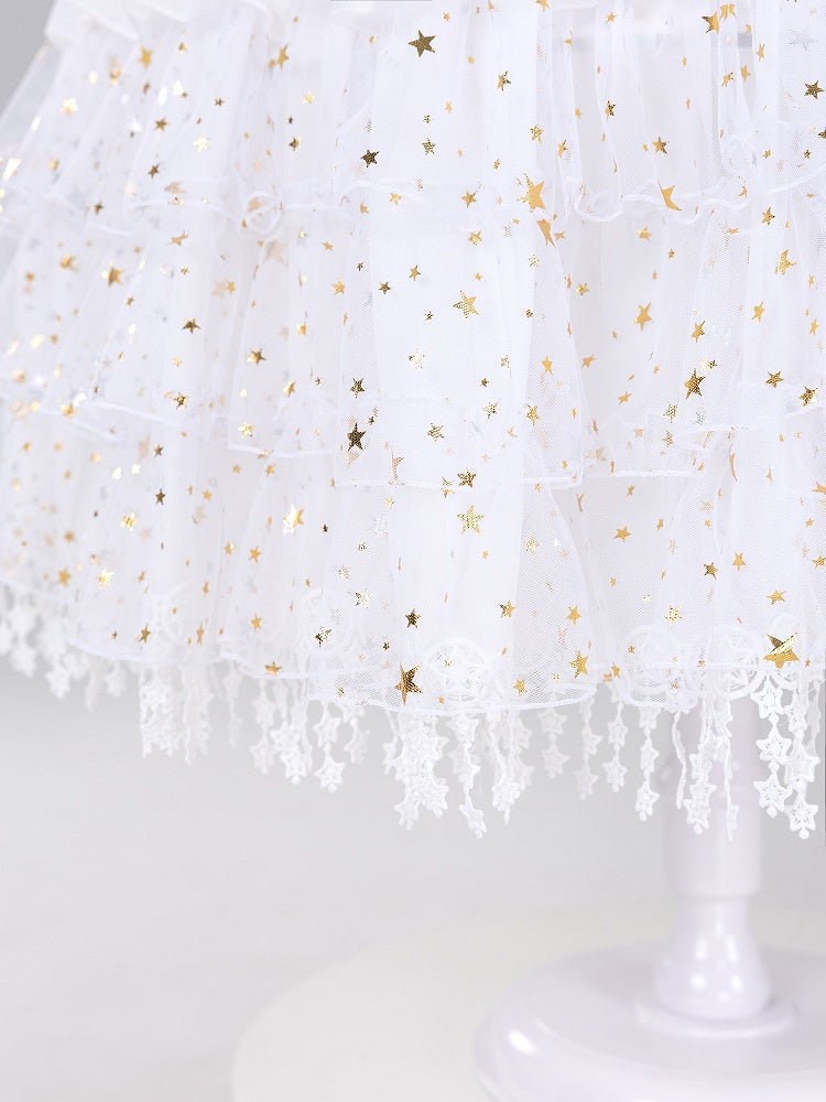 Glittering Stars Adjustable Length Gorgeous Fish-bone Petticoat White/Beige/Black