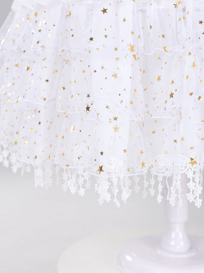 Glittering Stars Adjustable Length Gorgeous Fish-bone Petticoat White/Beige/Black