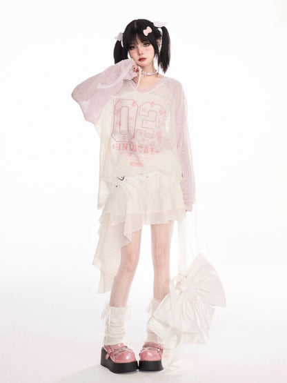 Apricot Buckle Straps Asymmetrical Hem Wasteland Punk Tiered Skirt