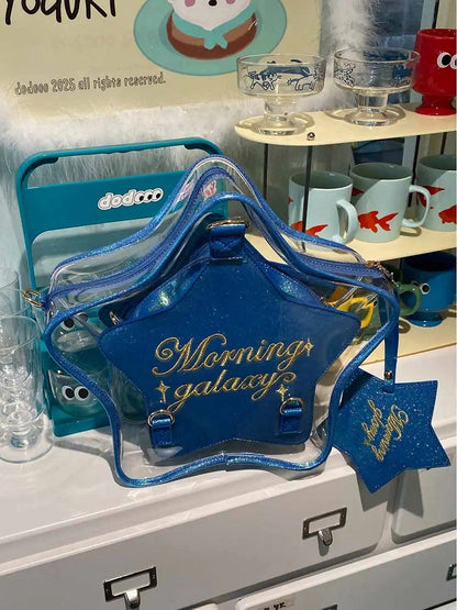 Dark Blue PU Star-shaped Ita Bag Set with Detachable Badge Charm