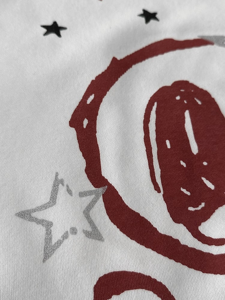 Skull and Stars Print Black and White T-shirt