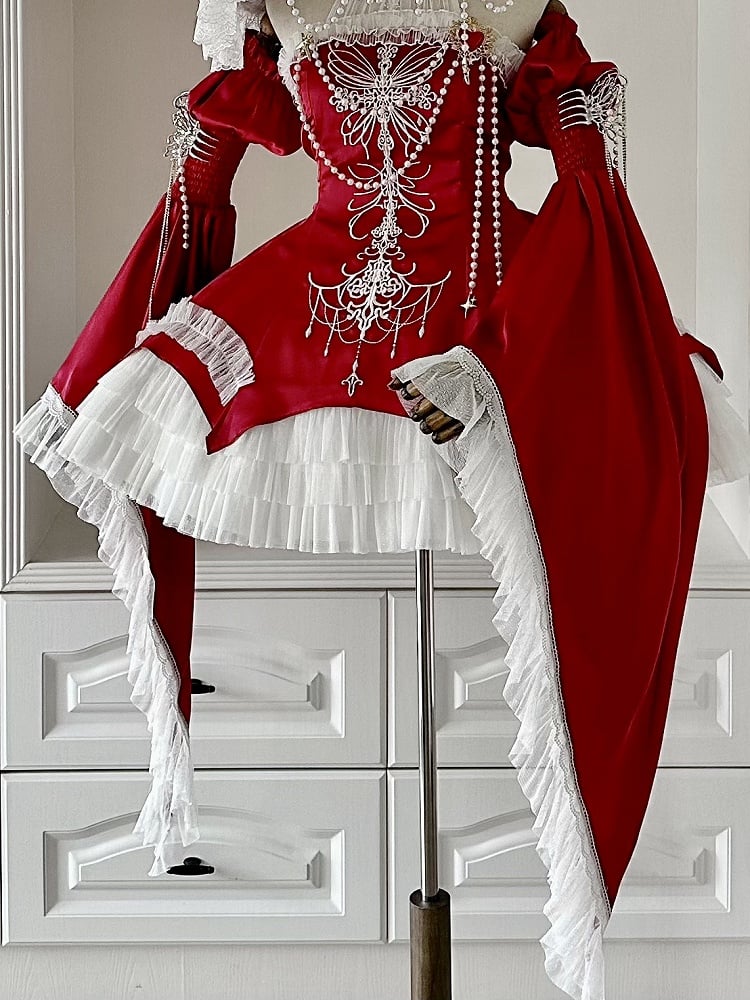 Black / Red / Blue Wide Bell Sleeves