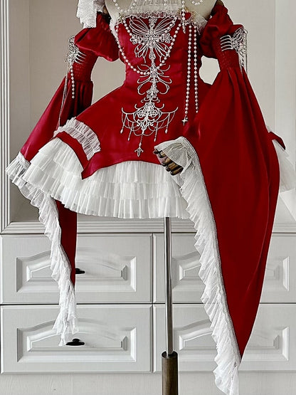 Black / Red / Blue Wide Bell Sleeves