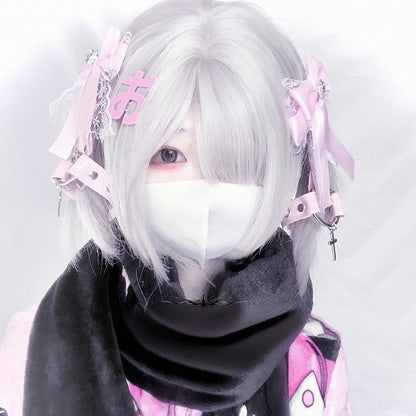 Black/Pink/White/Blue Stud Jirai Kei Bowknot Punk Hairclips