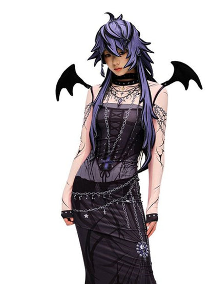 Punk Black Devil Wings Choker