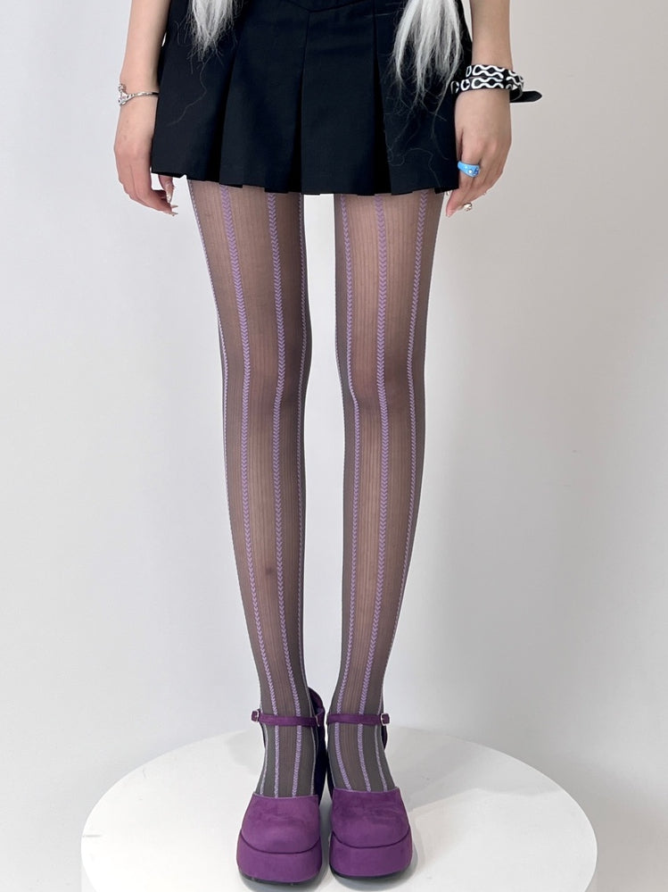 3 Color Options Y2K Heart Striped Pattern Tights