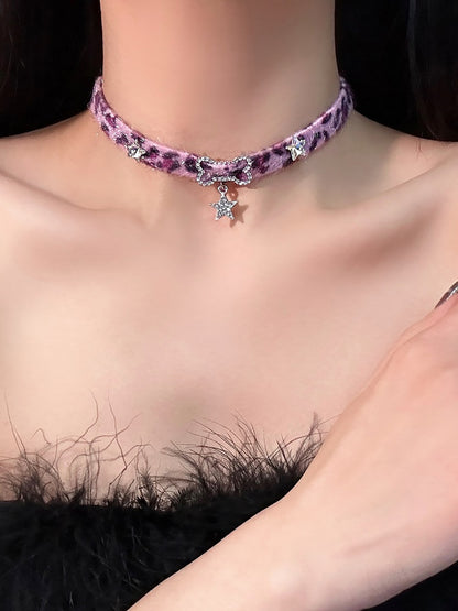 Purple Leopard Punk Choker