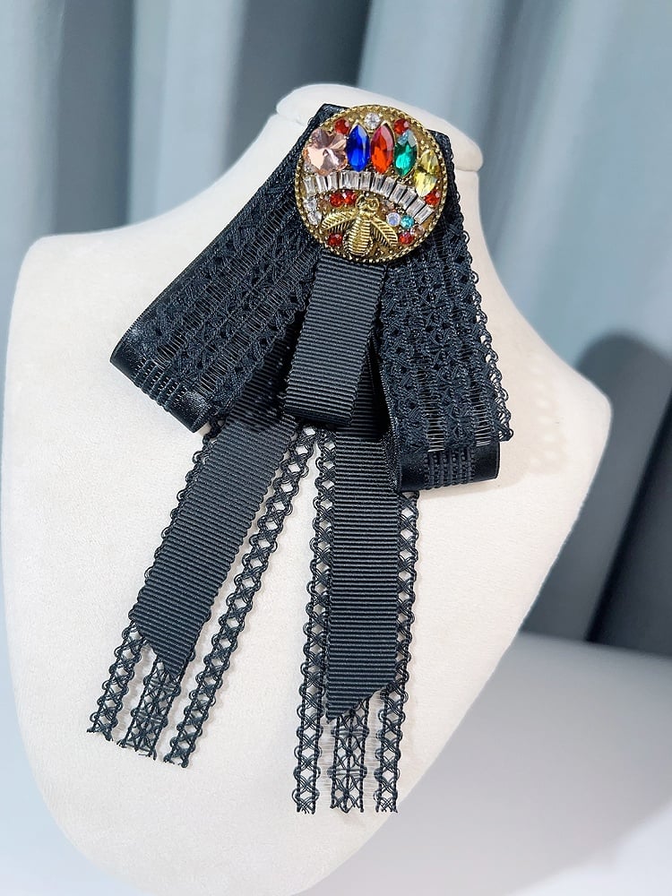 2 Options Black Rhinestone Decorated JK Bow Tie