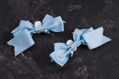 Skulls Bat Wings Cross Charms Blue Bowknot Hairclips