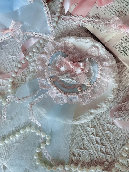 Blue / Purple & Pink Heart-shaped Floral Hairclip