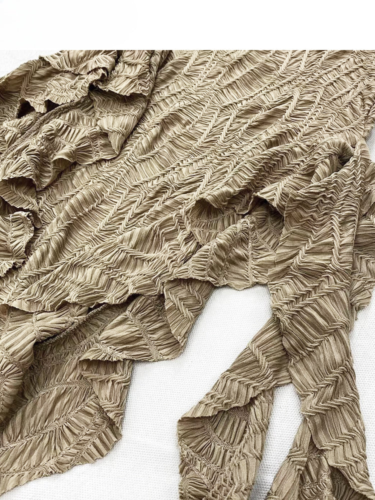 Millard Fashion Light Brown Wasteland Punk Asymmetrical Flounce Hem Strapless Dress