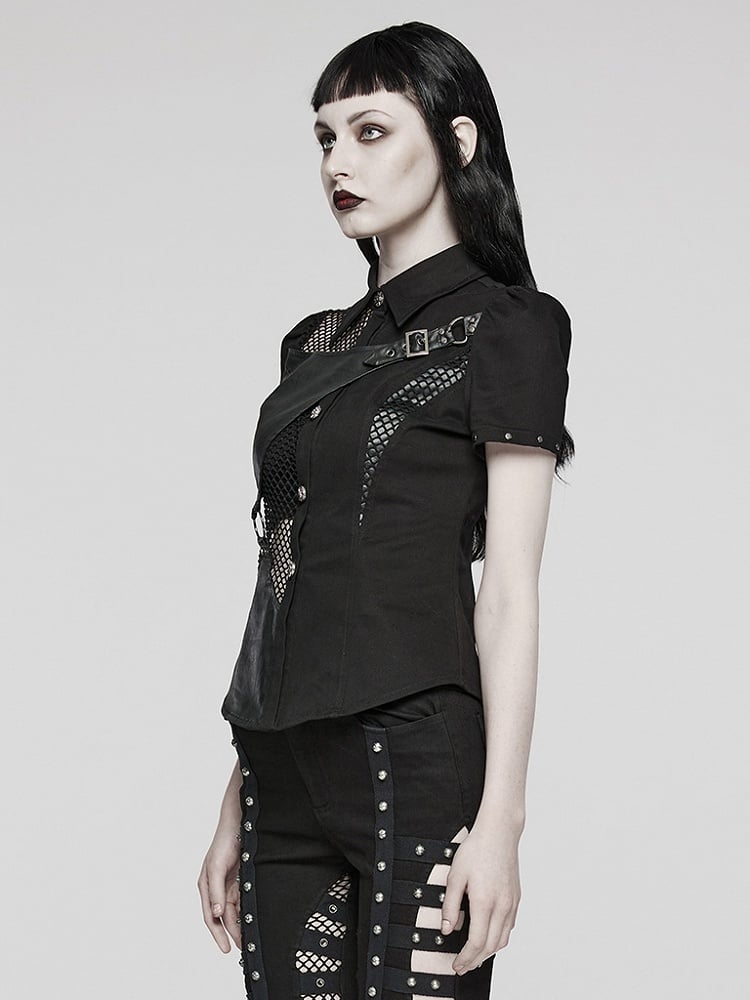 Black Punk Asymmetrical Shirt