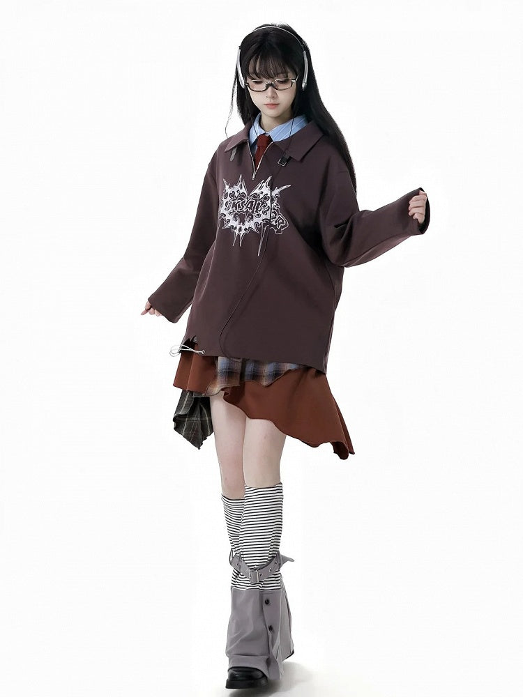 Gray Striped Pattern Buckle Strap Leg Warmers