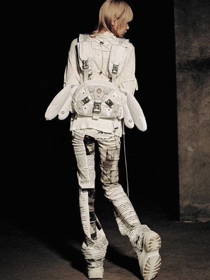 White Angel Mech Bag with Detachable Wings & Convertible Strap