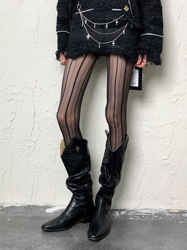 6 Color Options Y2K Striped Pattern Tights