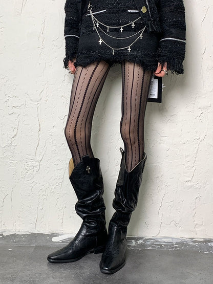 6 Color Options Y2K Striped Pattern Tights