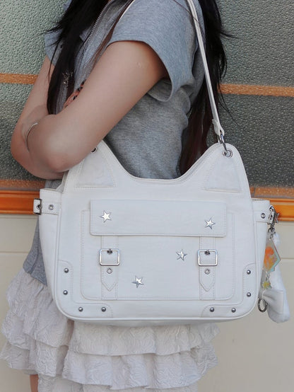 White Kitty Design Ita Shoulder Bag with Free Flush Charm