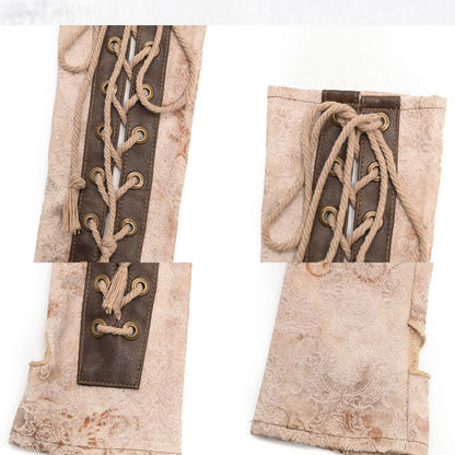 Light Brown Lace-up Detail Steampunk Sleeves