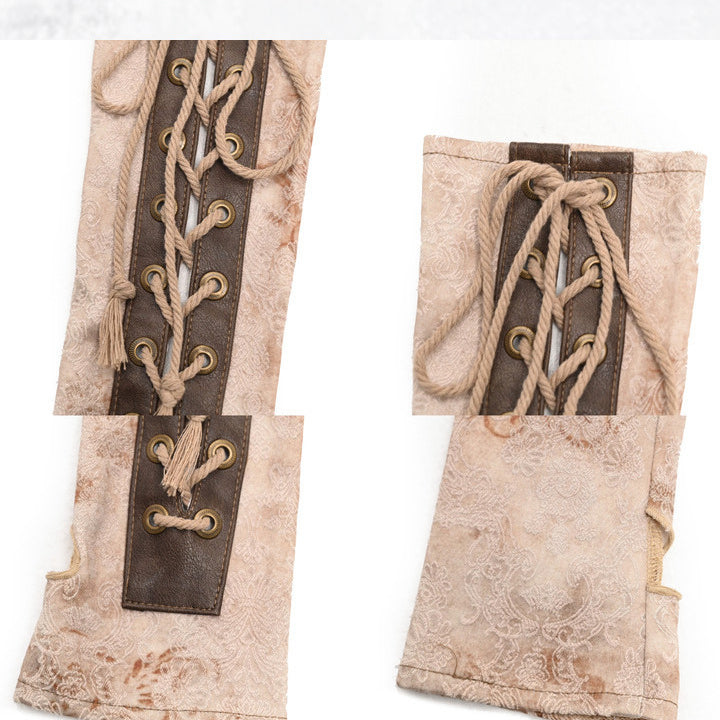 Light Brown Lace-up Detail Steampunk Sleeves