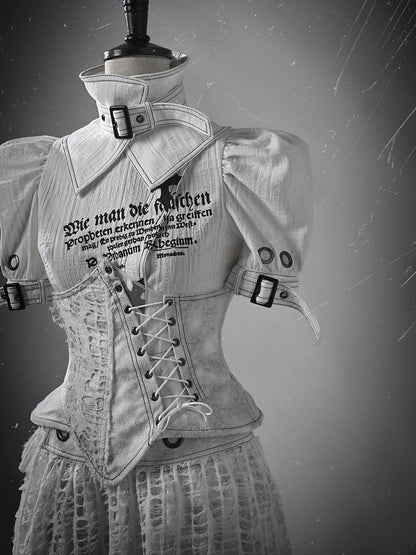 Grey Irregular Shape Boned Corset Belt