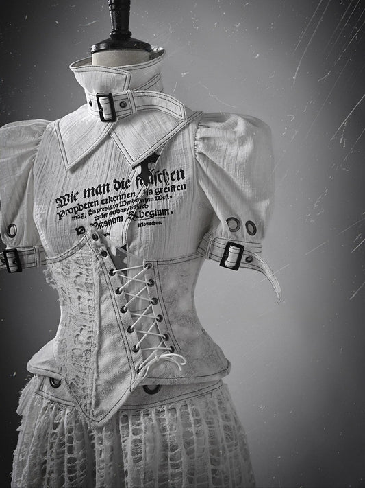 Grey Irregular Shape Boned Corset Belt