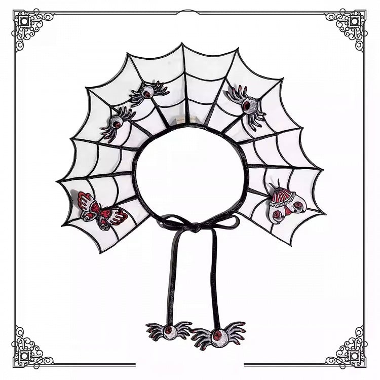 Large/Small Spider Embroidery Black and Red Hairclip/Brooch