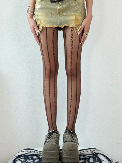 5 Color Options Embroidered Design Tights