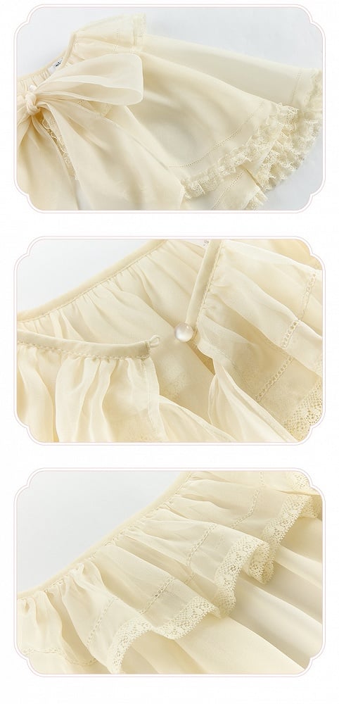 Clearance-Size M for Neck Circumference 42.5CM Beige Self-tie Bowknot Neckline Shawl