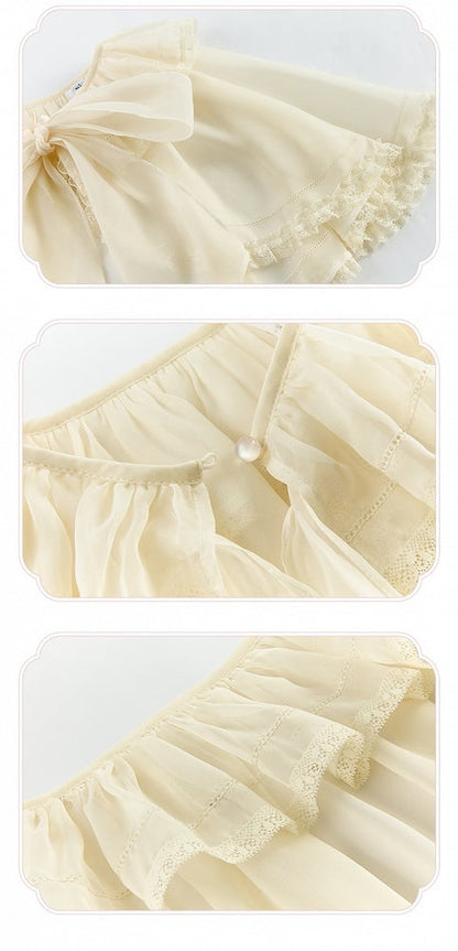 Clearance-Size M for Neck Circumference 42.5CM Beige Self-tie Bowknot Neckline Shawl