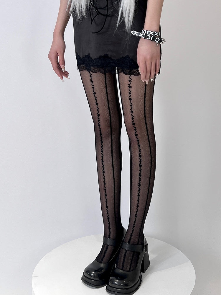 Black/White Bittersweet Striped Pattern Tights