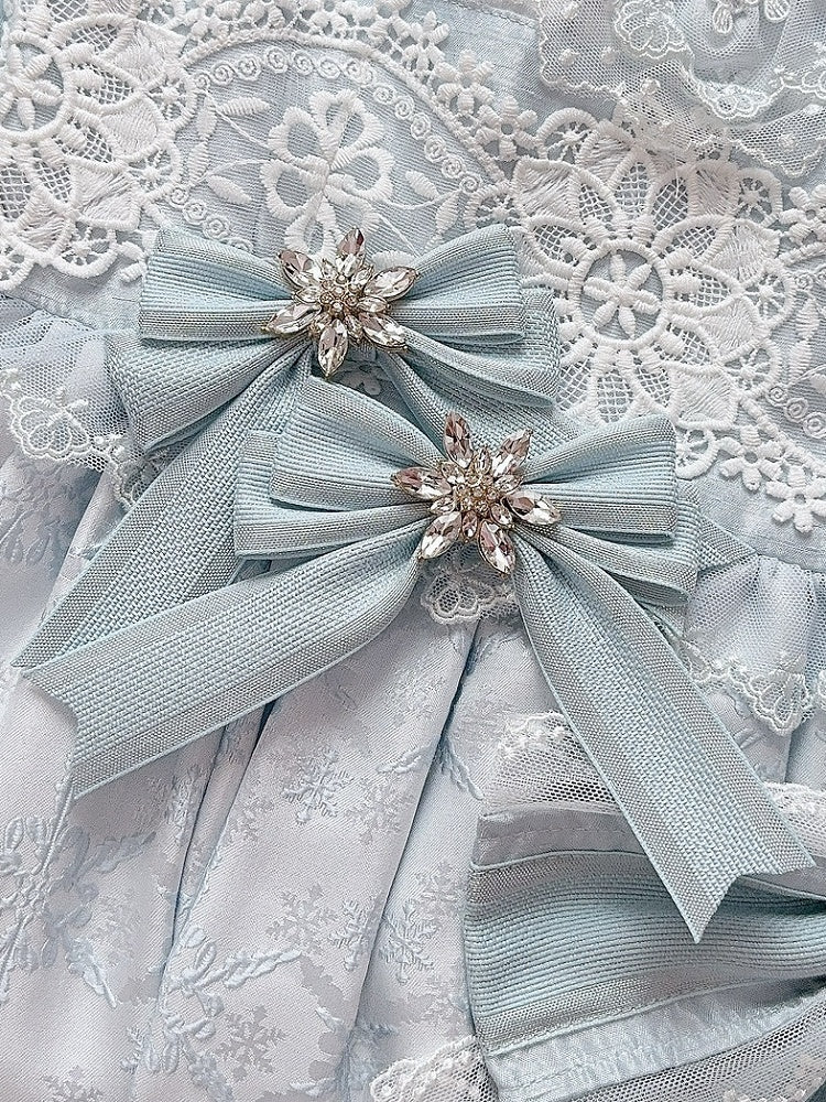 5 Color Options Rhinestone Snow Decorated Bowknot Hairclip