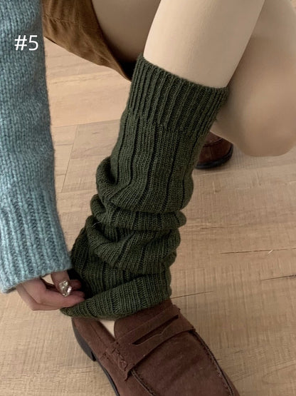 7 Options Y2K Ribbed Trim Knitted Leg Warmers
