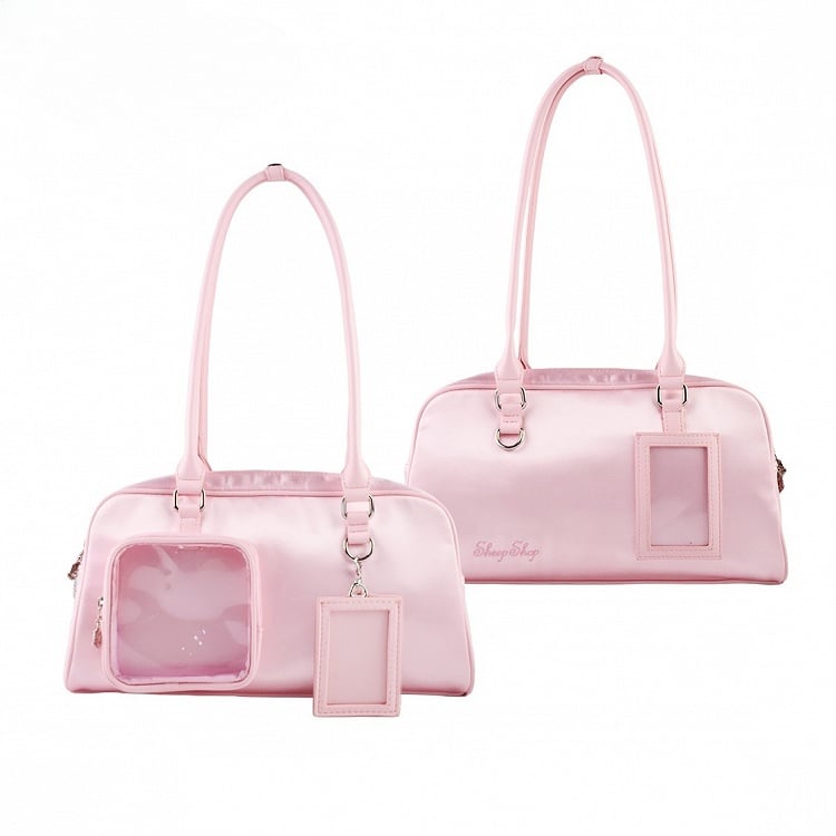Pink Ita Hand Bag With Detachable Card Holder