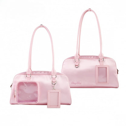 Pink Ita Hand Bag With Detachable Card Holder