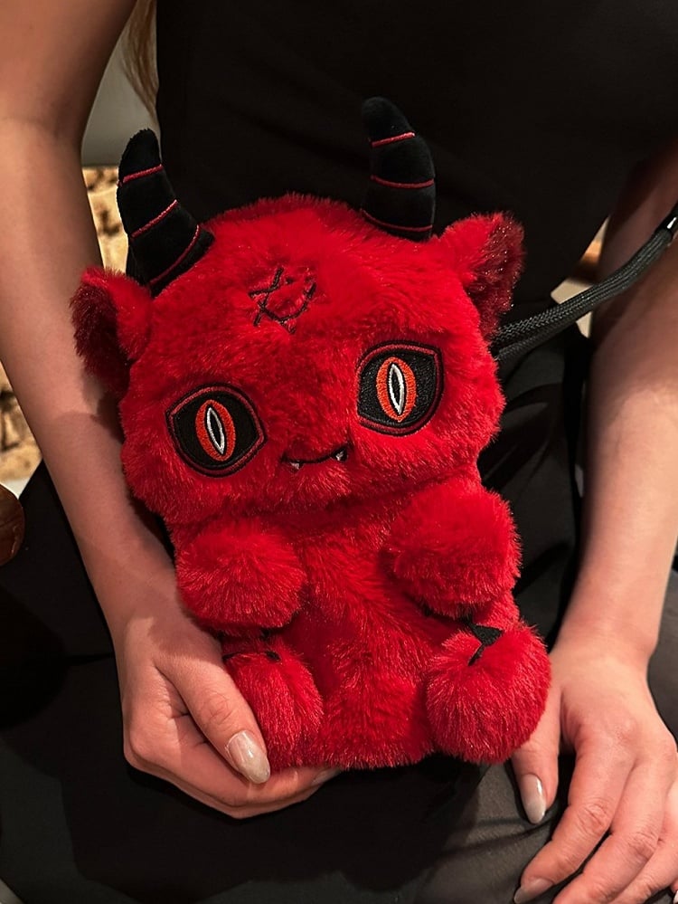Red Devil Y2K Gothic Plush Doll Bag