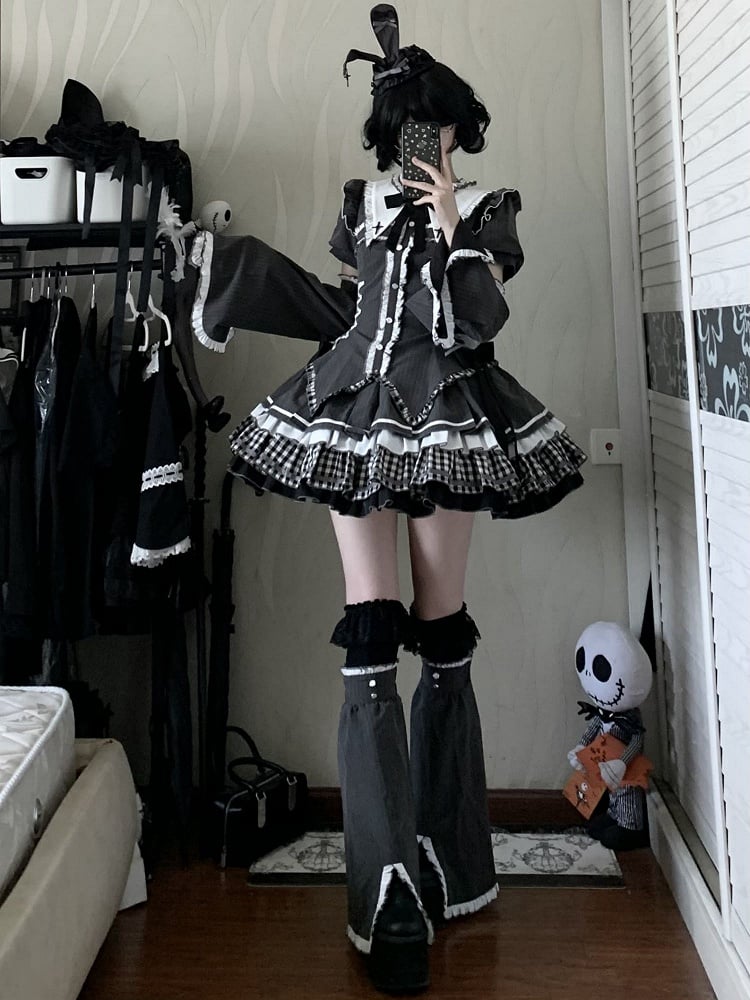 Dark Gray Striped Pattern Leg Warmers