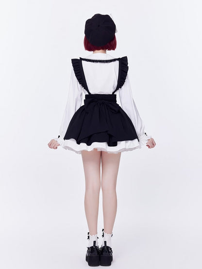 Black and Gray Plaid Jirai Kei Skirt with Removable Straps