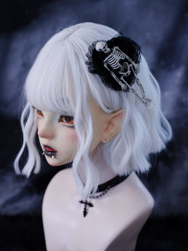 Gothic Skeleton Black Lace Hairclip