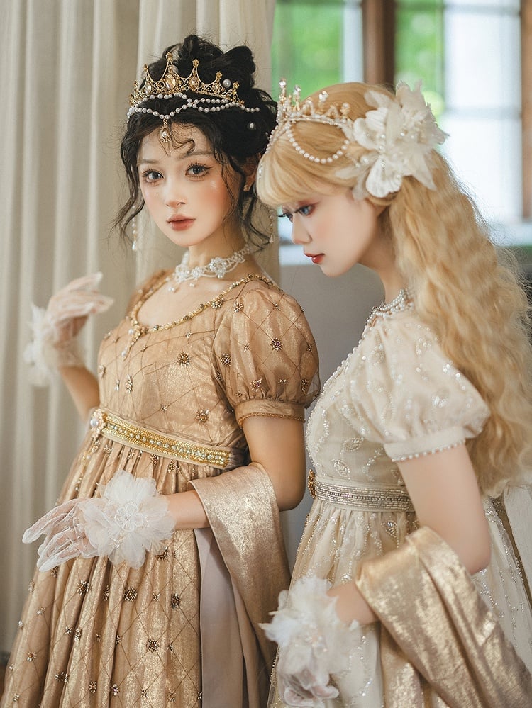 Beige Floral Decoration Lace Gloves