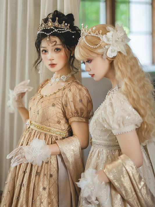 Beige Floral Decoration Lace Gloves