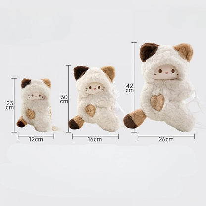 White Kitty-shaped Plush Backpack/Crossbody Bag + 4 Options Keychain Small/Middle/Large Size