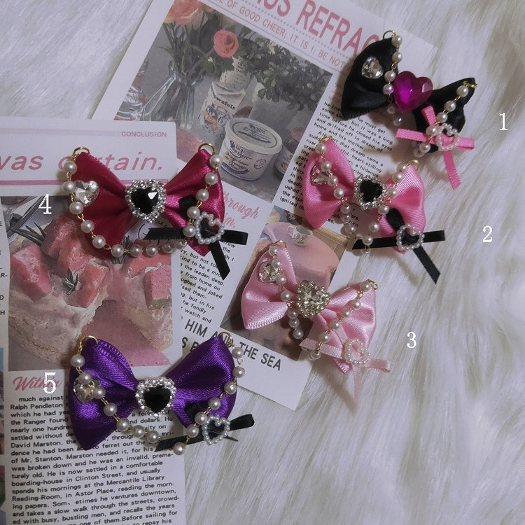 5 Options Heart Decorated Beaded Charm Bowknot Ring