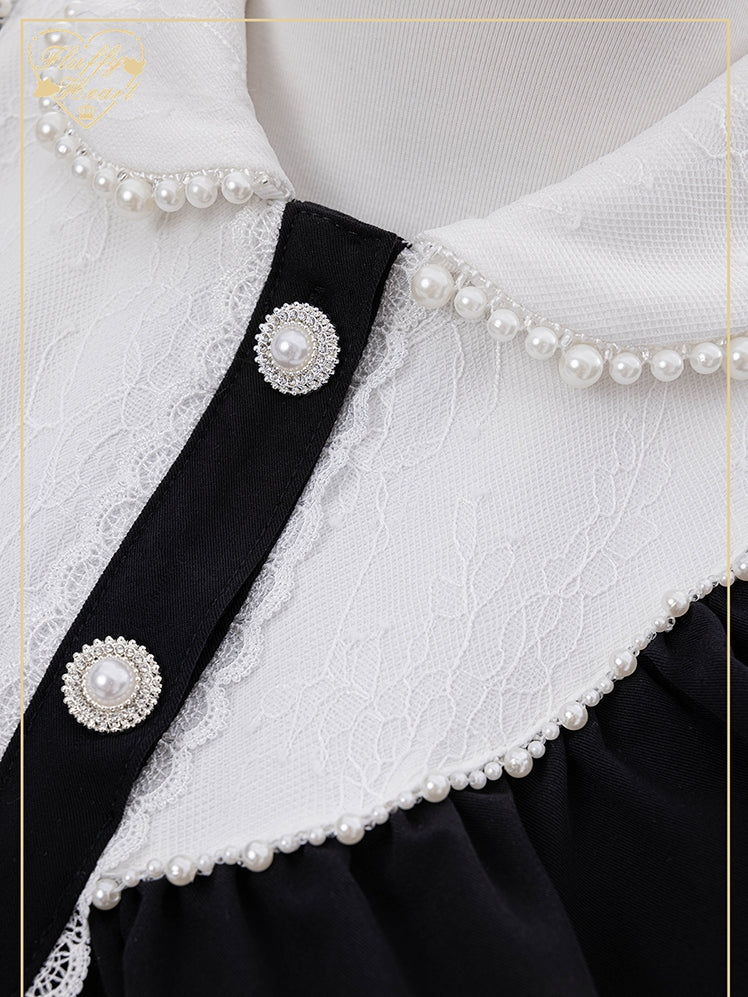 Pink Striped Jirai Kei Set: Scalloped Edge Trim Lace-up Back Top+ Shorts+ Bowknot Brooch