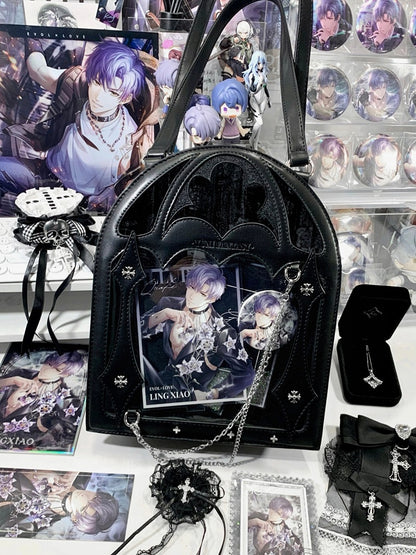 Black Gothic Cage Small Capacity Crossbody - Dark Elegant Ita Shoulder Bag