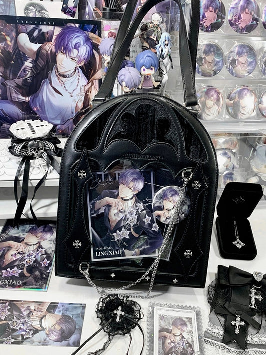 Black Gothic Cage Small Capacity Crossbody - Dark Elegant Ita Shoulder Bag