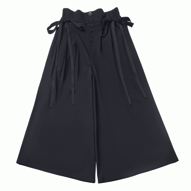 Black High Waist Wide-leg Skort