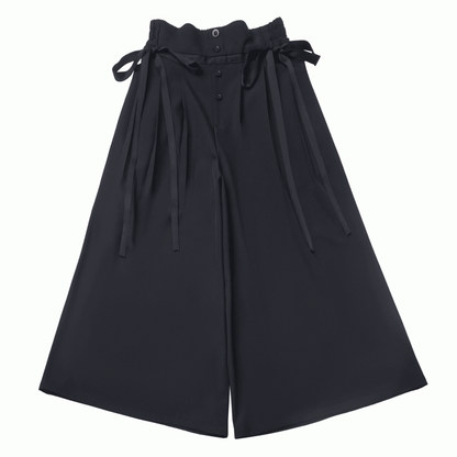 Black High Waist Wide-leg Skort