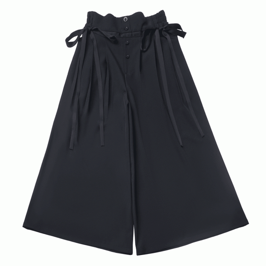 Black High Waist Wide-leg Skort